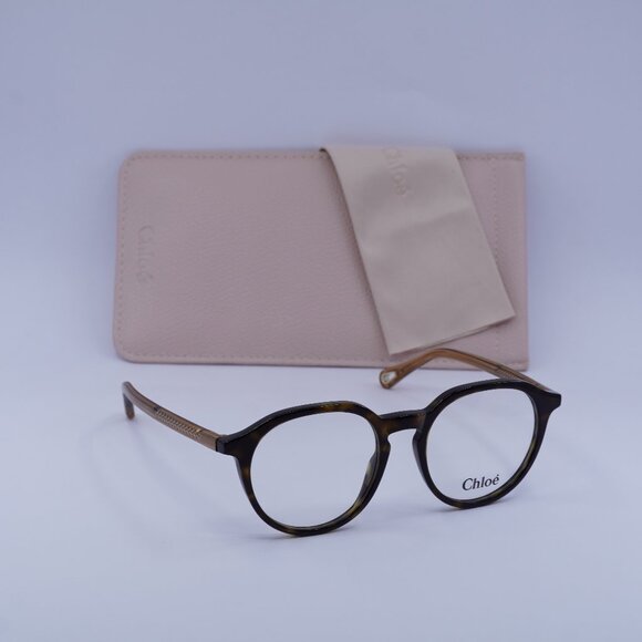 Chloe CH0012O 008 Round Eyeglasses 50mm - Dark Havana/Brown - Picture 1 of 11